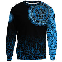 Viking Sweatshirt - Raven Celtic Cyan RLT12 - Wonder Print Shop