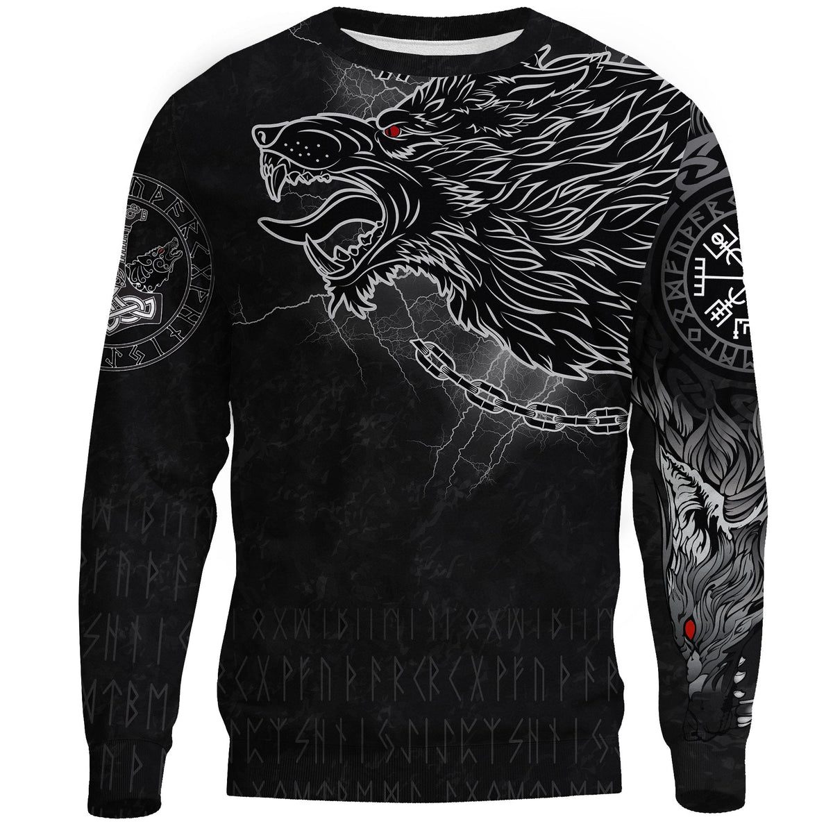 Viking Sweatshirt - Fenrir Norse Wolf Thunderstorm RLT12 - Wonder Print Shop