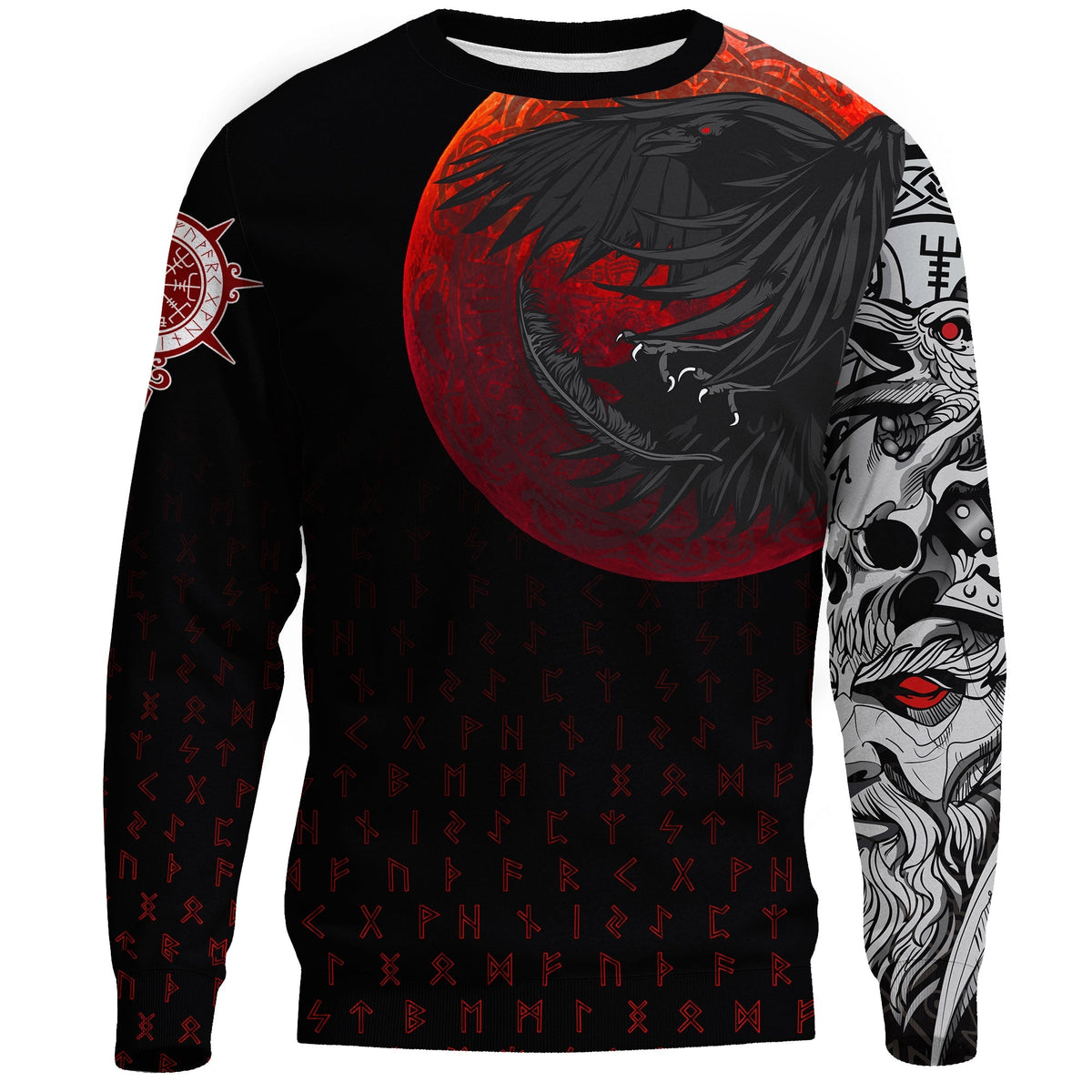 (Custom) Viking Sweatshirts - Viking Raven Blood Moon RLT12 - Wonder Print Shop