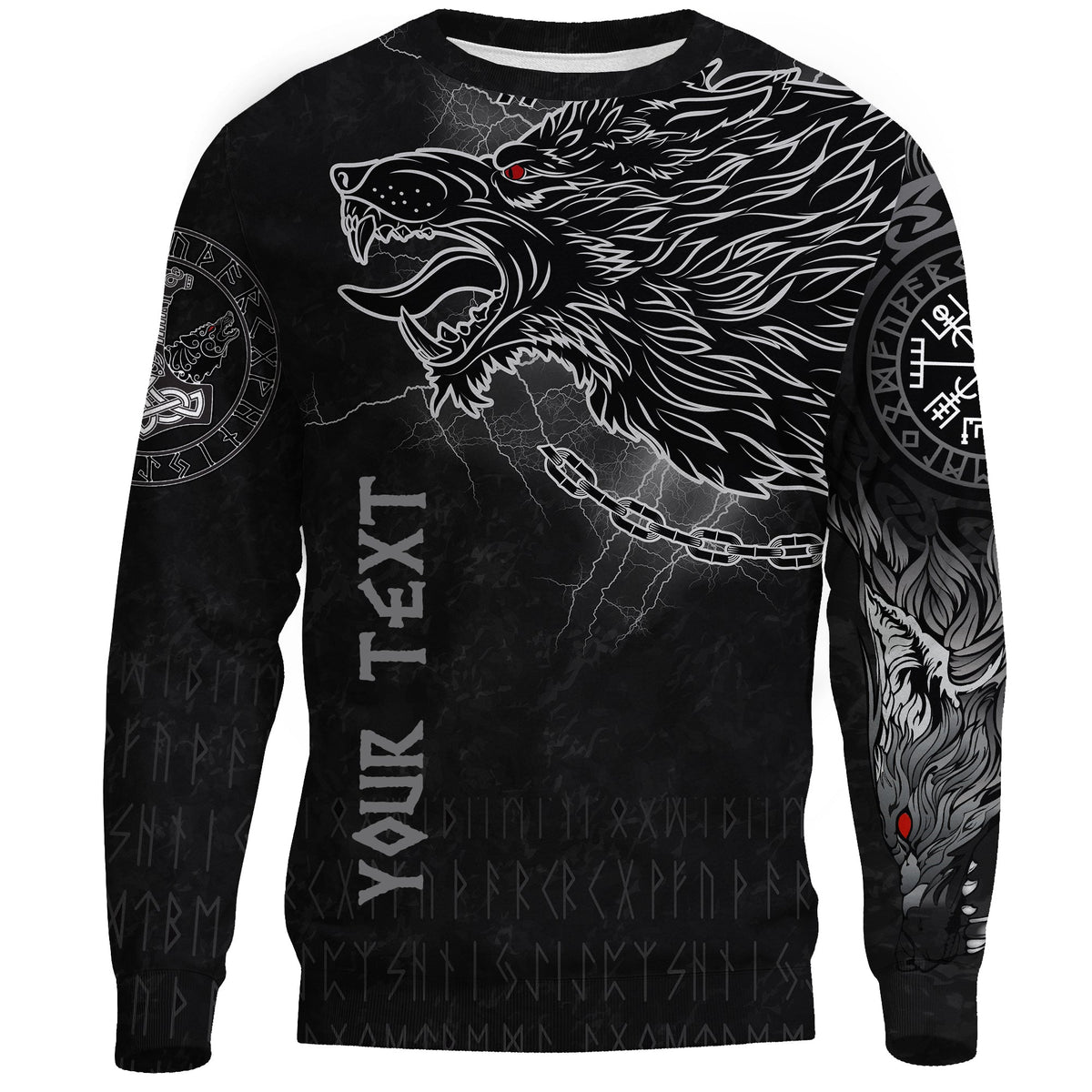 (Custom) Viking Sweatshirt - Fenrir Norse Wolf Thunderstorm RLT12 - Wonder Print Shop