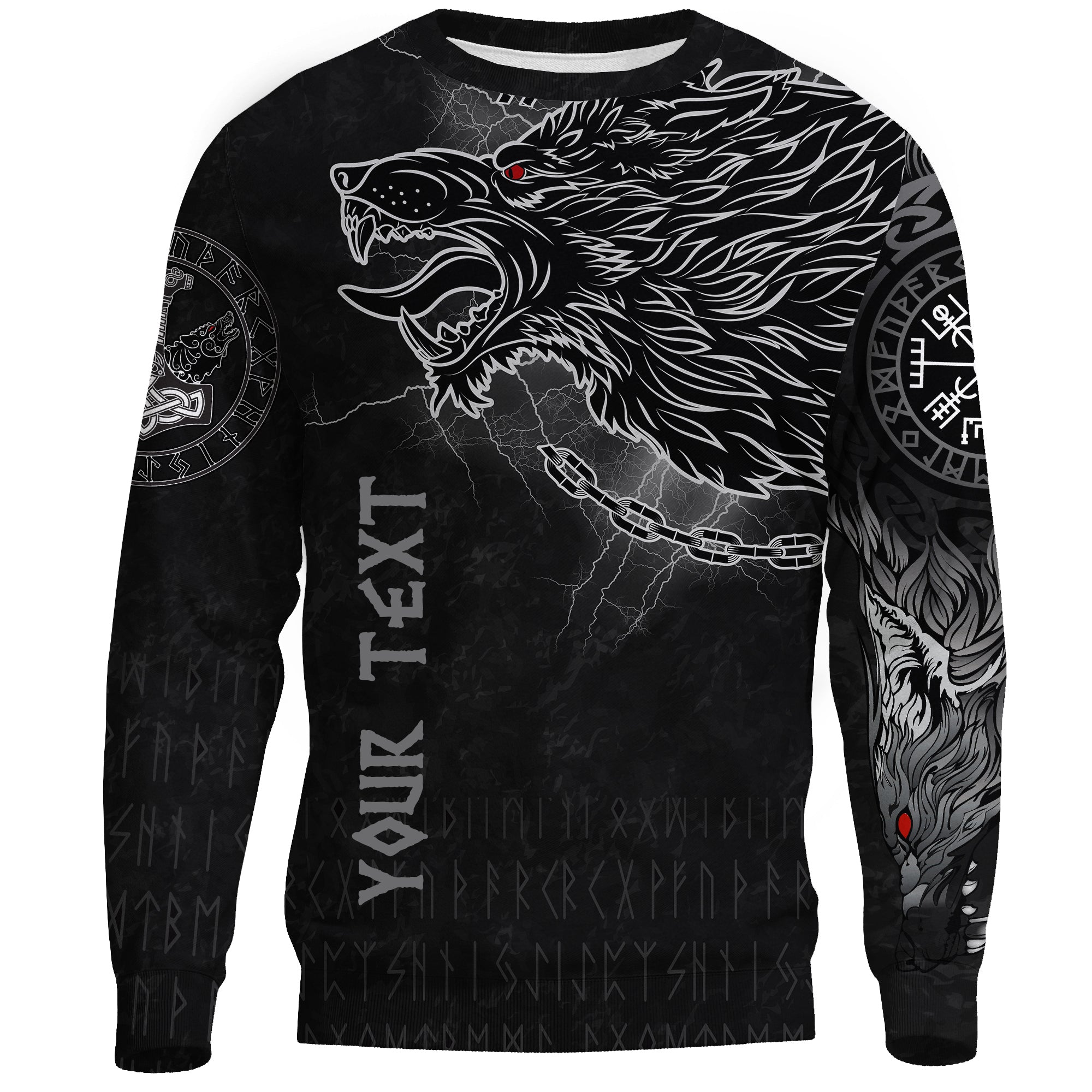 (Custom) Viking Sweatshirt - Fenrir Norse Wolf Thunderstorm RLT12 - Wonder Print Shop