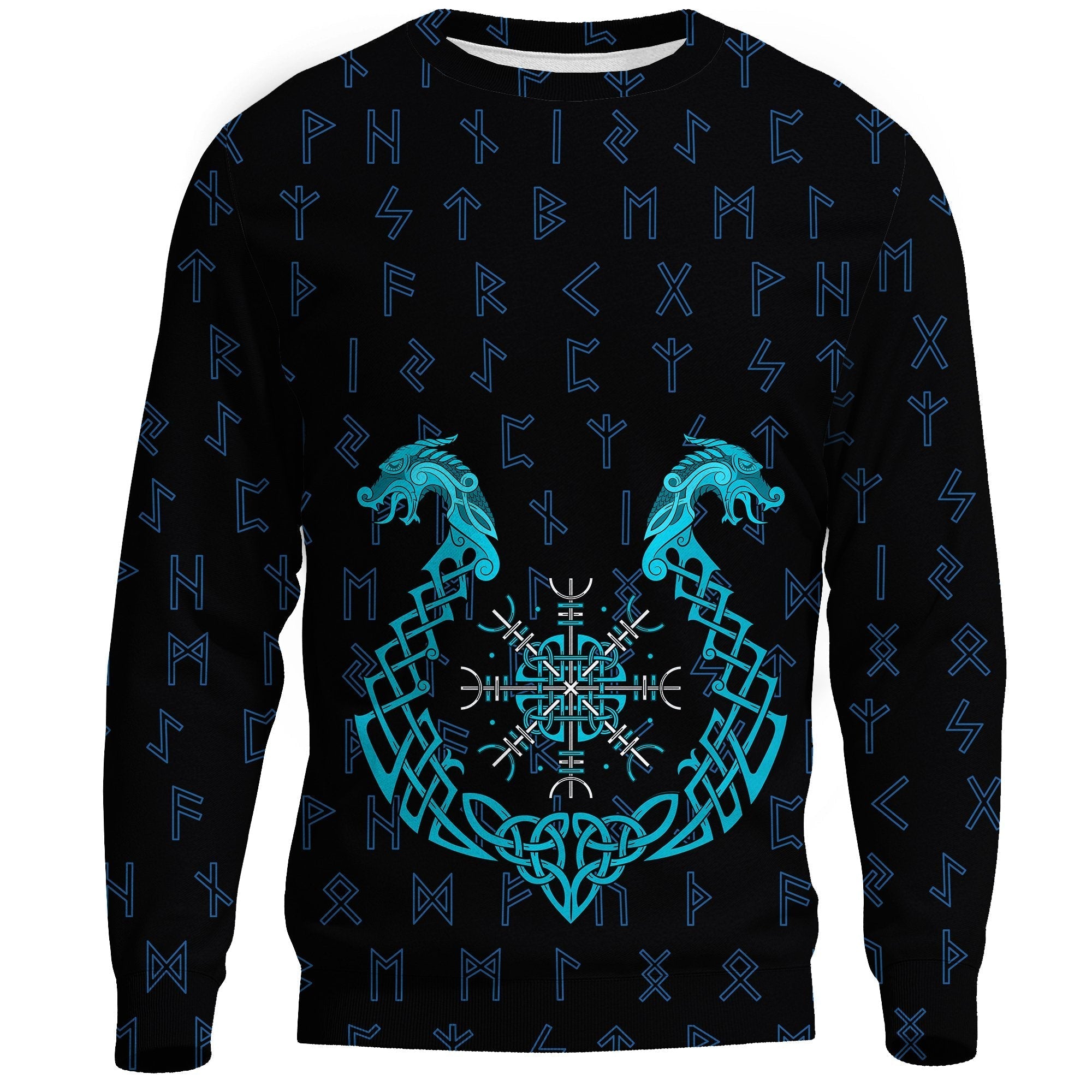 Viking Sweatshirt, Aegishjalmur Helm Of Awe Blue Edition RLT12 - Wonder Print Shop