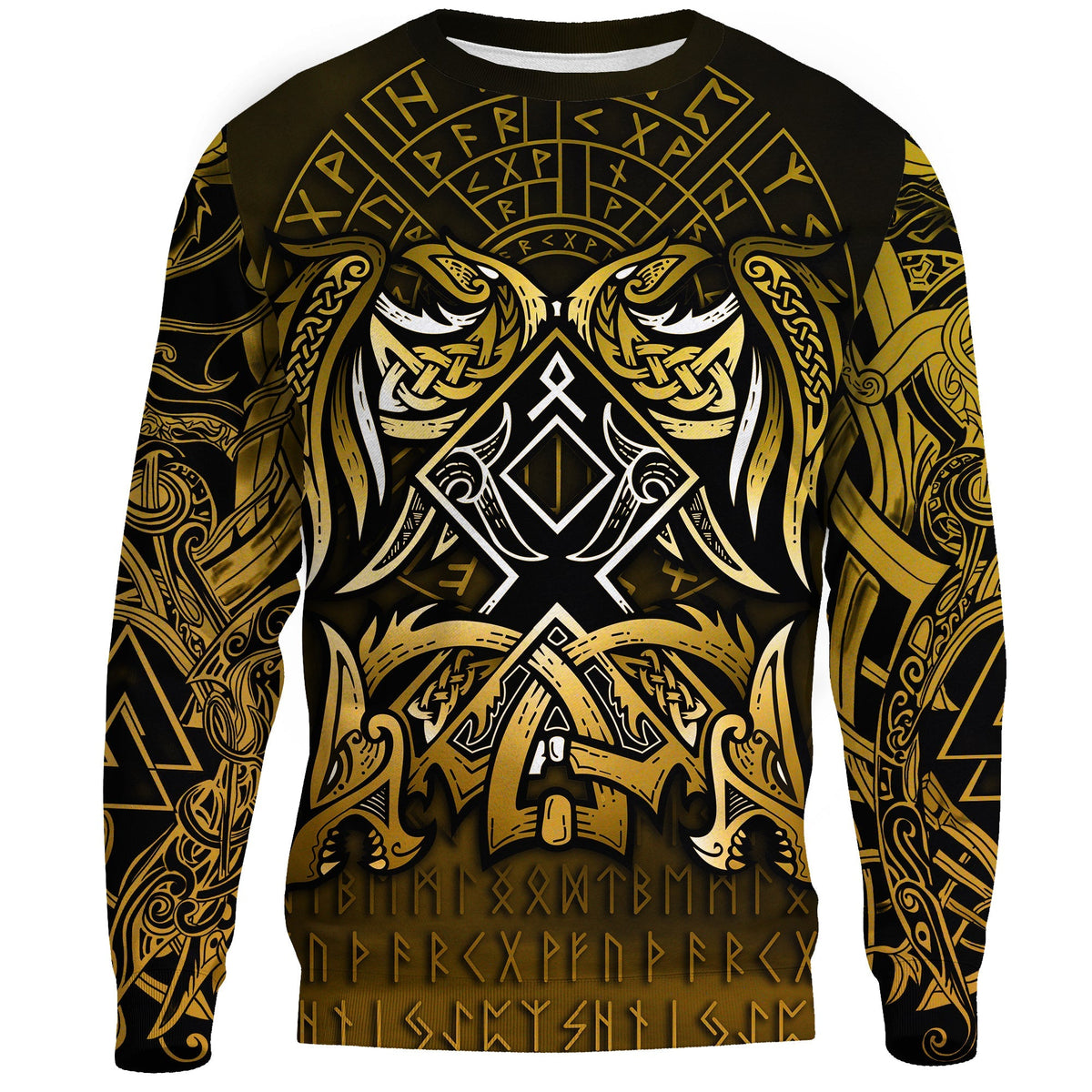 Viking Sweatshirt - Othala and Raven Golden RLT12 - Wonder Print Shop