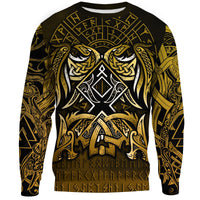 Viking Sweatshirt - Othala and Raven Golden RLT12 - Wonder Print Shop