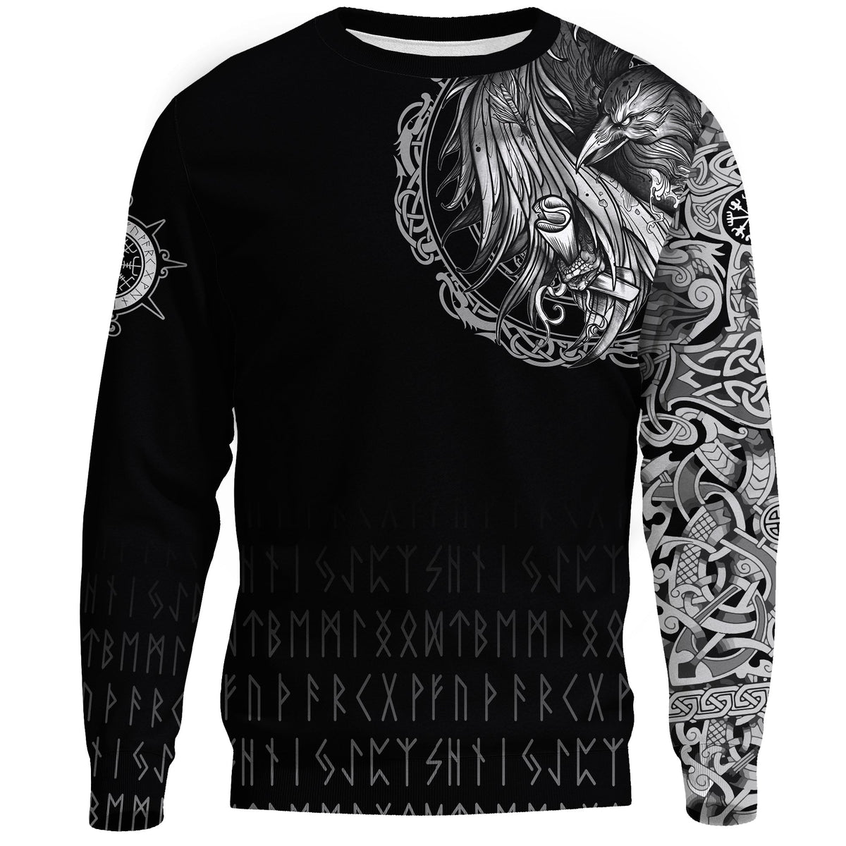 Viking Sweatshirt - Norse Raven Tattoo RLT12 - Wonder Print Shop