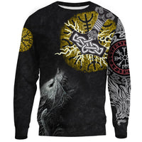 (Custom) Viking Sweatshirts - Fenrir Fight Mjolnir Of Thor On Helm Of Awe RLT12 - Wonder Print Shop