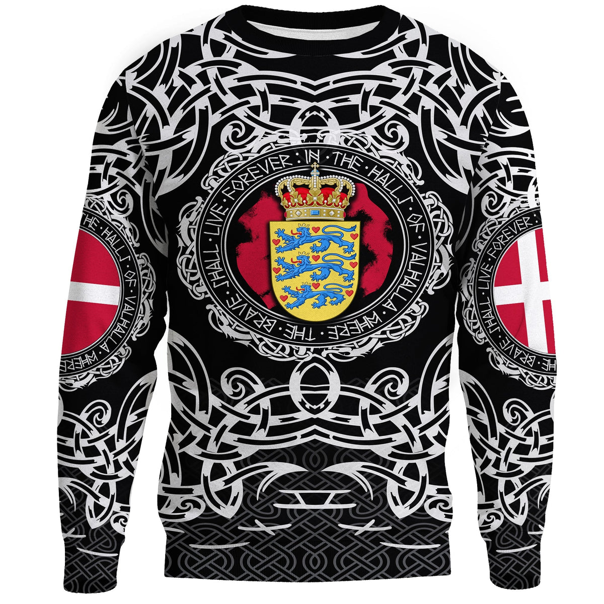 Viking Sweatshirt - Denmark Viking Pattern RLT12 - Wonder Print Shop