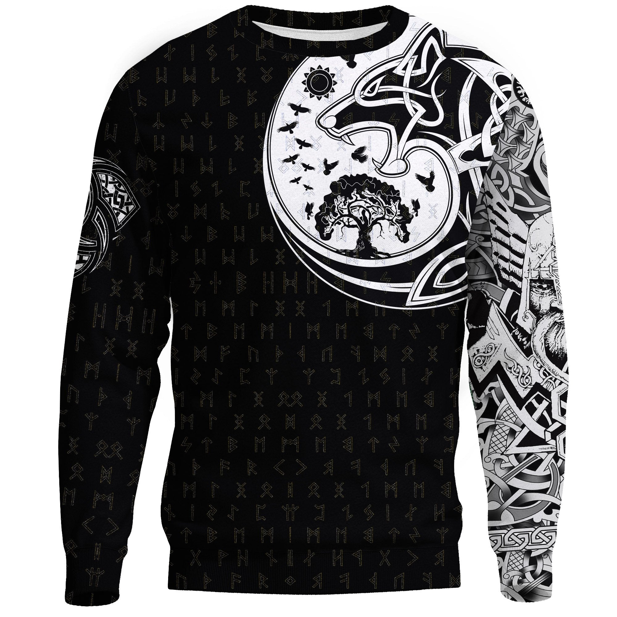 Viking Sweatshirt, Skoll and Hati Rune Tattoo RLT12 - Wonder Print Shop