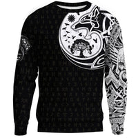 Viking Sweatshirt, Skoll and Hati Rune Tattoo RLT12 - Wonder Print Shop