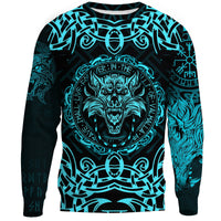 Viking Sweatshirt - Fenrir Viking Cyan 3D RLT12 - Wonder Print Shop