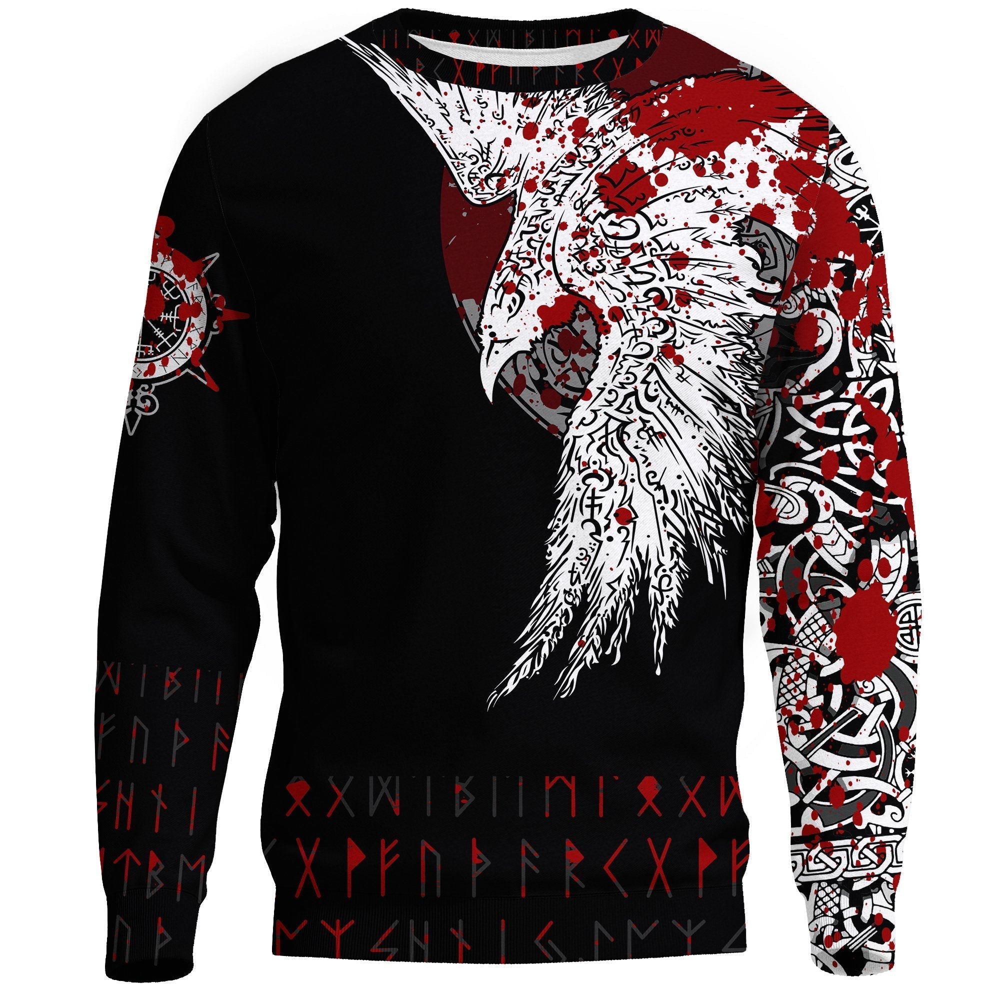 Viking Sweatshirt - Mystical Raven Tattoo Style Blood RLT12 - Wonder Print Shop