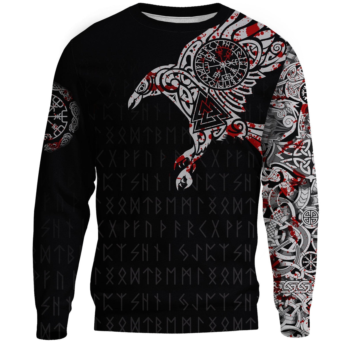 Viking Raven Tatoo Blood Sweatshirt A15 RLT12 - Wonder Print Shop