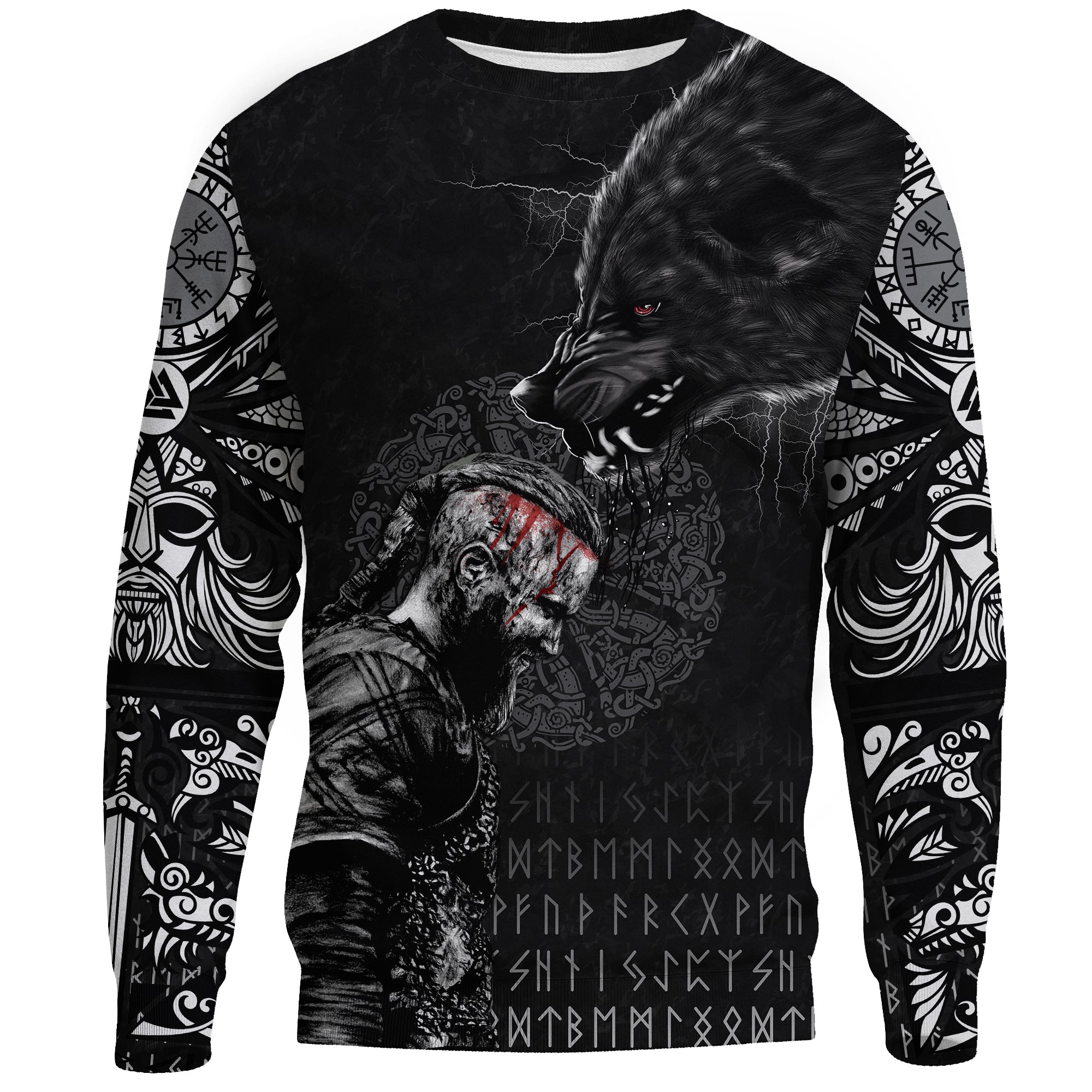 Viking Sweatshirt - Ragnar and Wolf RLT12 - Wonder Print Shop