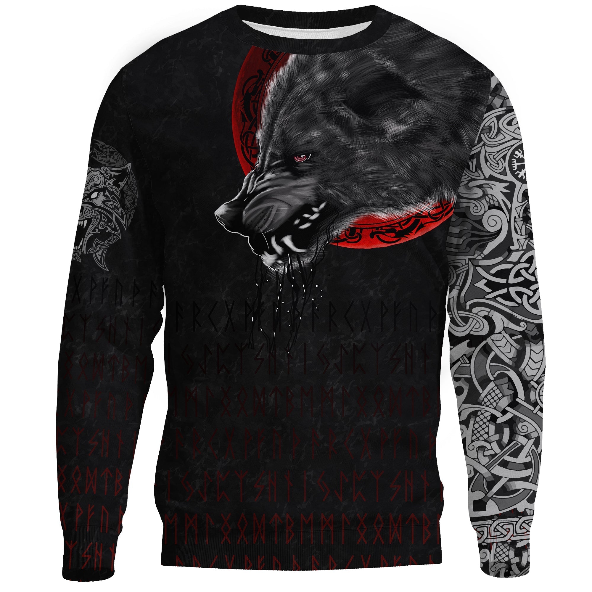 Viking Sweatshirt - Wolf and Blood Moon RLT12 - Wonder Print Shop