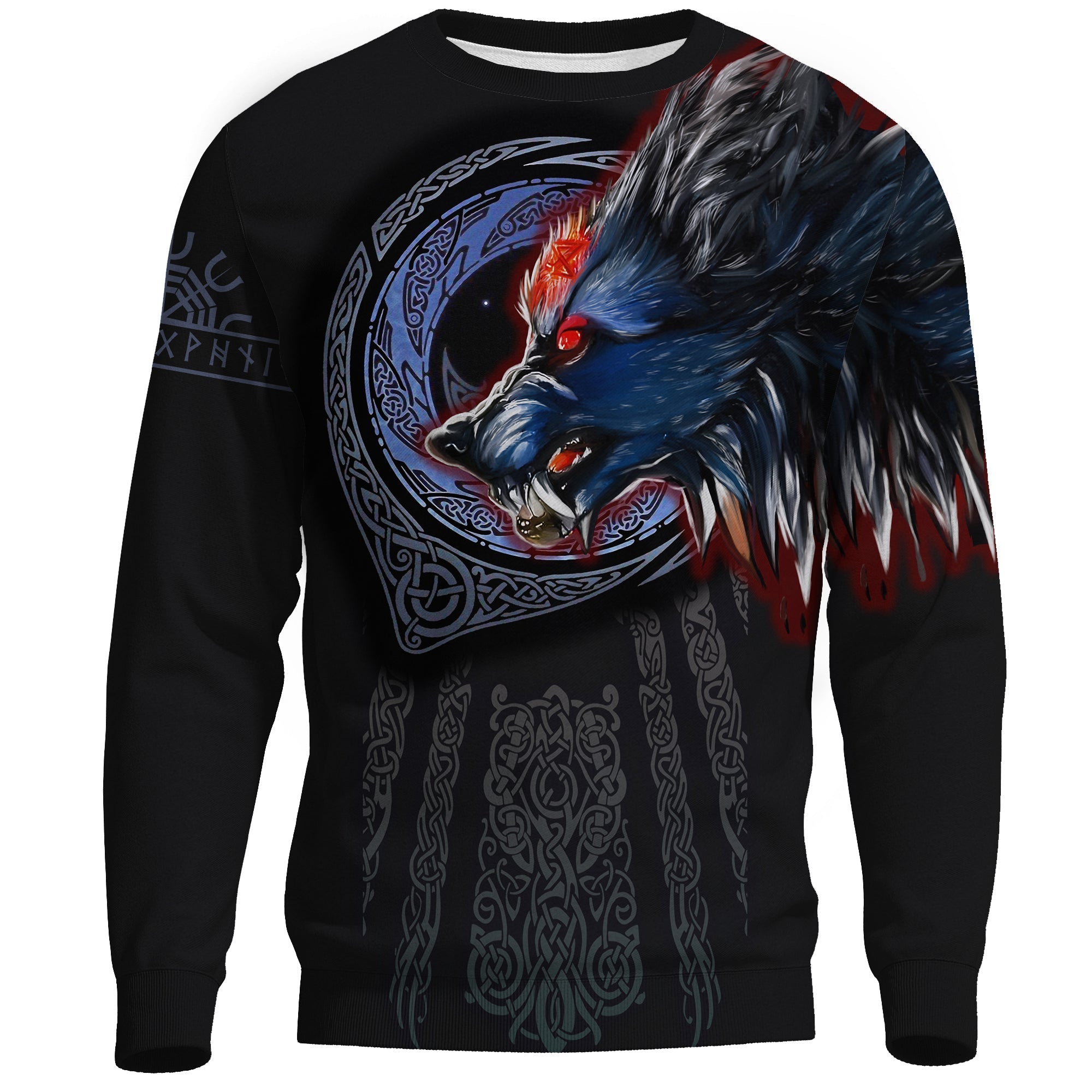 Viking Sweatshirts - Viking Fenrir Wolf 3D RLT12 - Wonder Print Shop