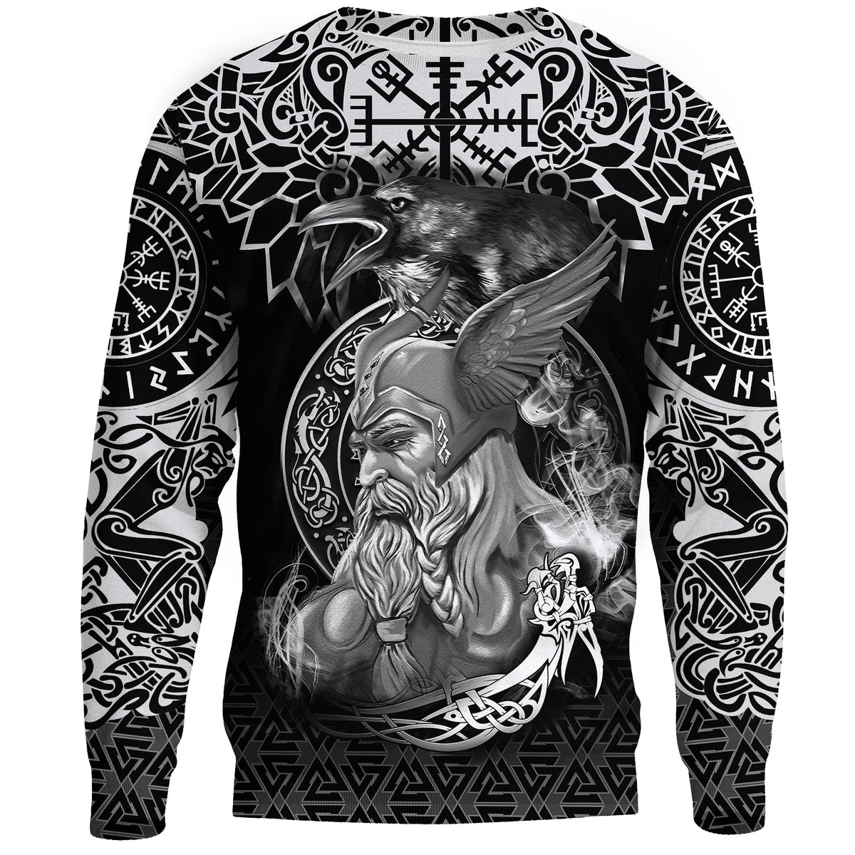 (Custom) Viking Sweatshirt - Odin And Raven Tattoo RLT12 - Wonder Print Shop
