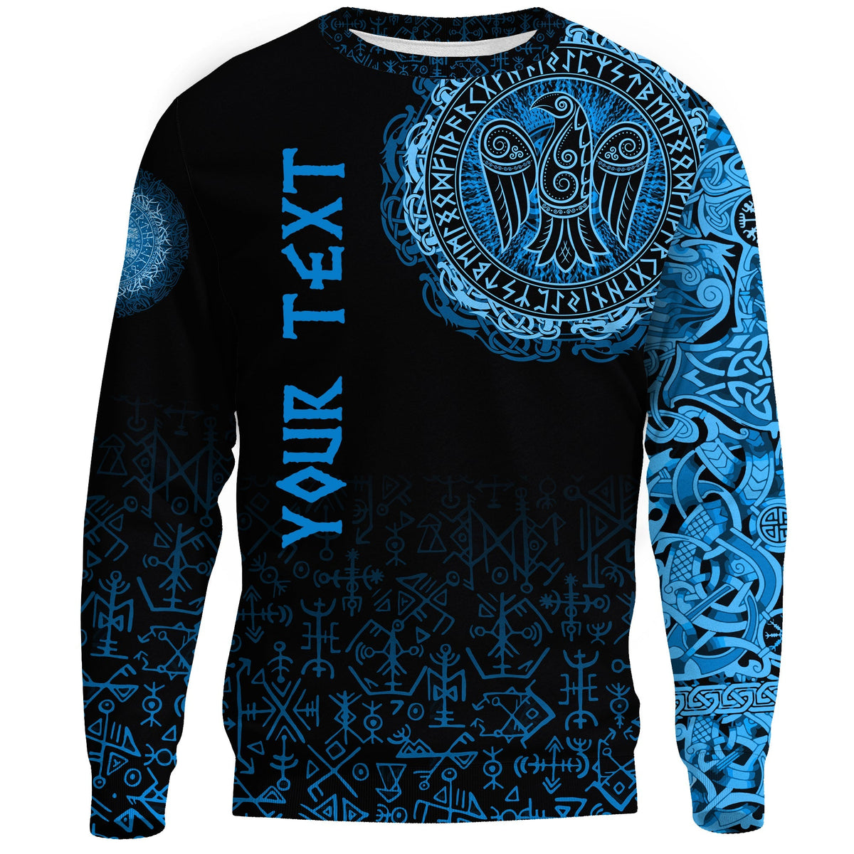 (Custom) Viking Sweatshirt - Raven Celtic Cyan RLT12 - Wonder Print Shop