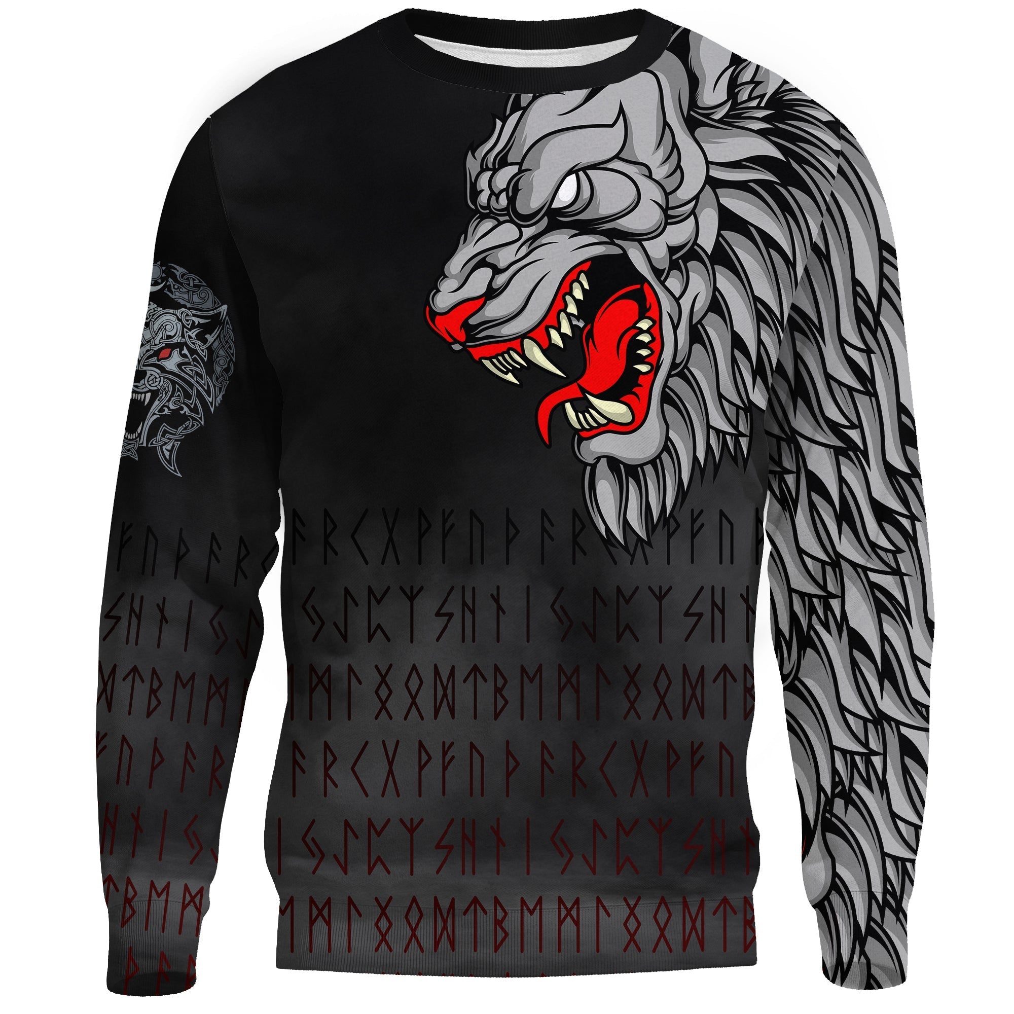 Viking Sweatshirt - Killer Wolf Tattoo RLT12 - Wonder Print Shop