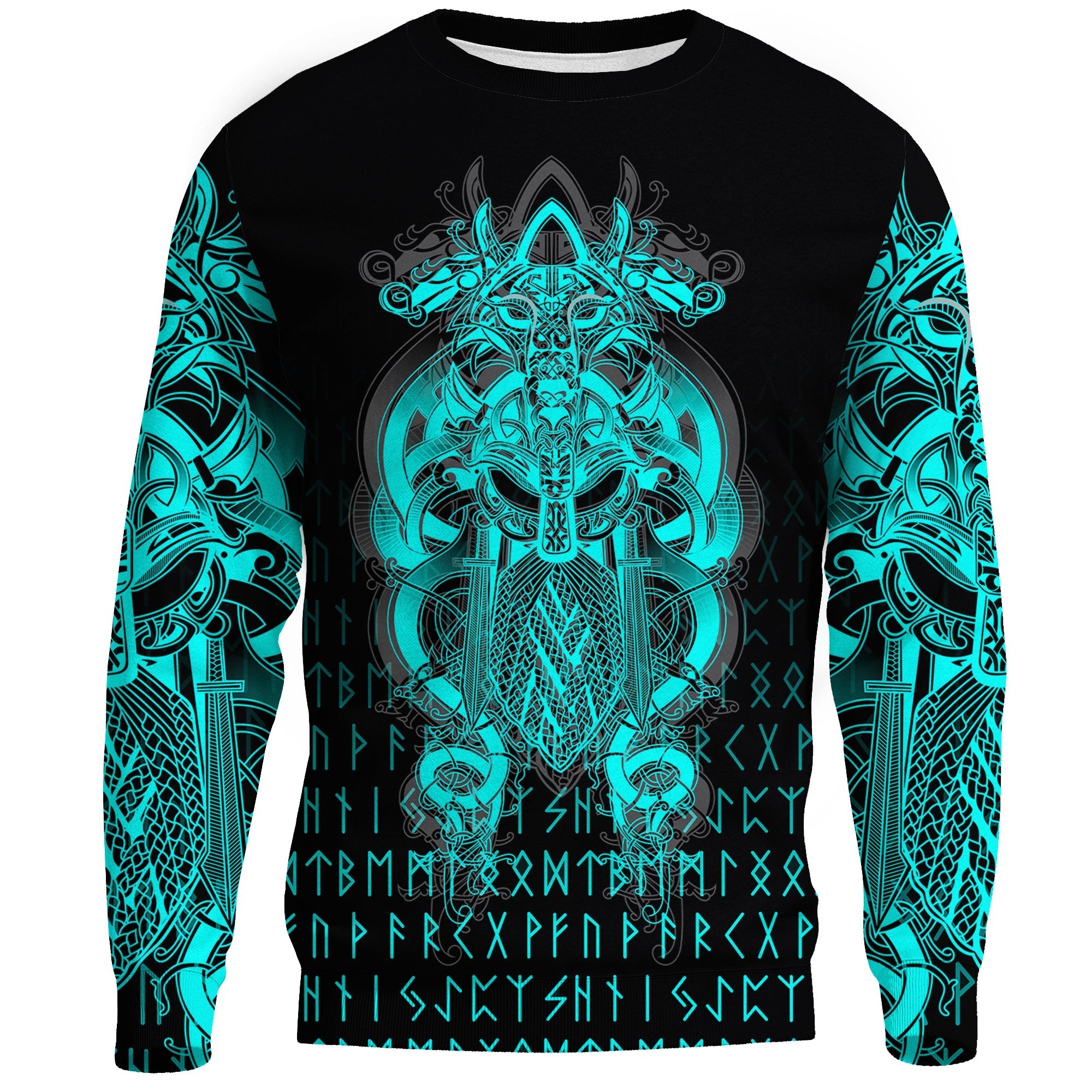 Viking Tyr Tattoo Cyan Sweatshirts RLT12 - Wonder Print Shop