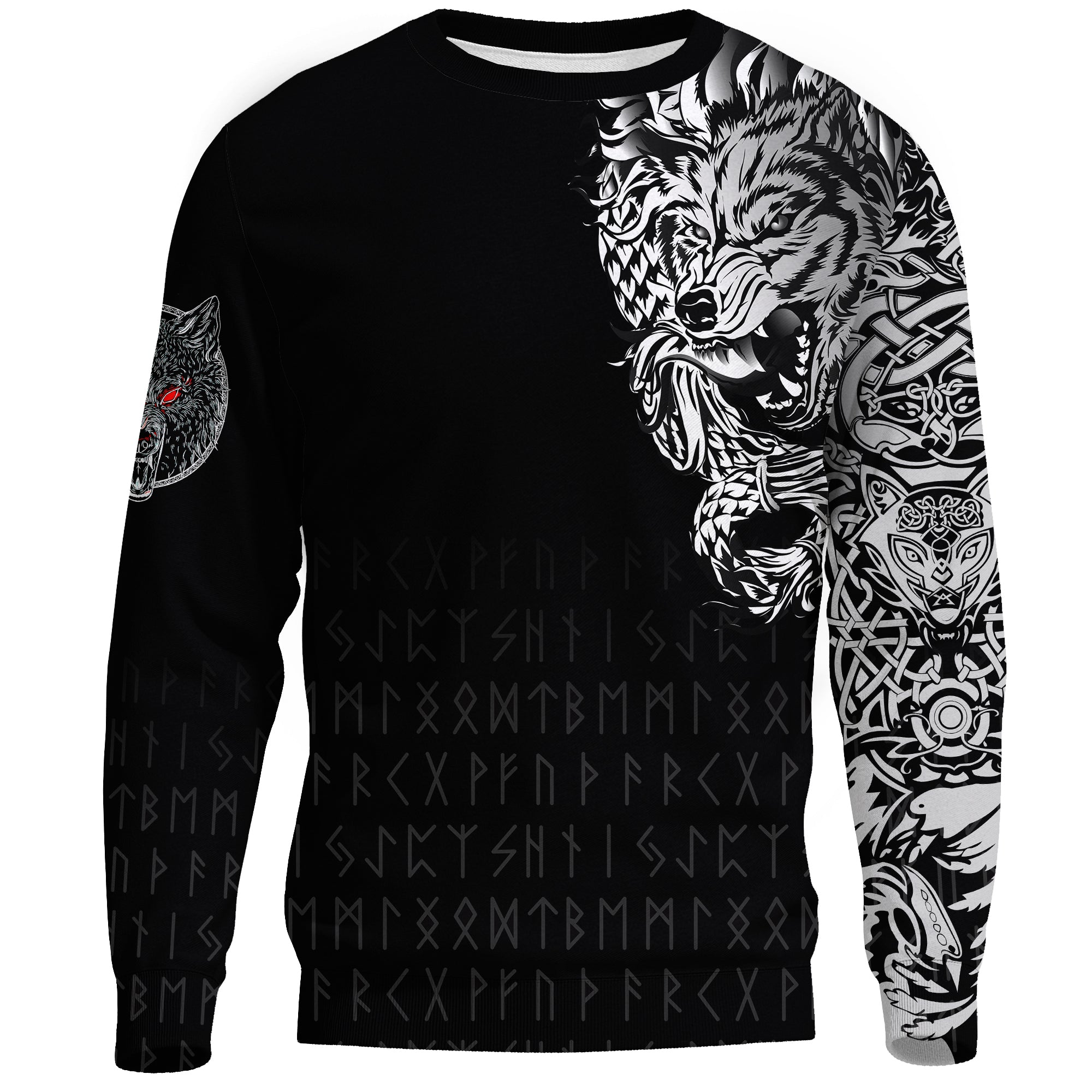 Viking Sweatshirt - Dark Norse Wolf Tattoo RLT12 - Wonder Print Shop
