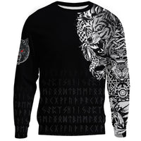 Viking Sweatshirt - Dark Norse Wolf Tattoo RLT12 - Wonder Print Shop