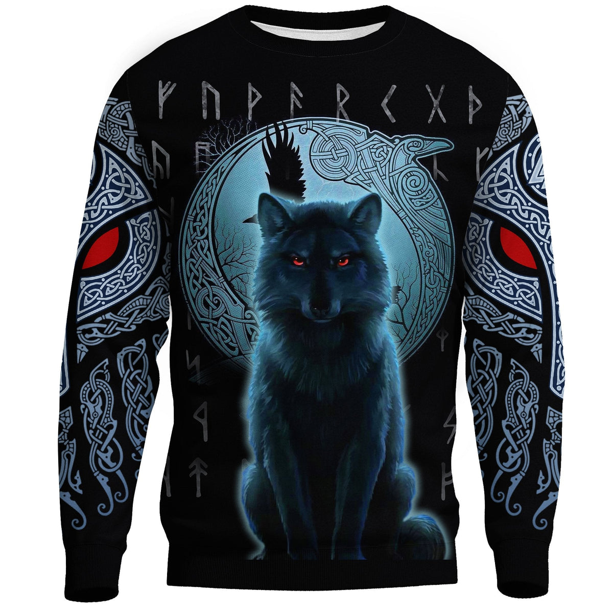 Viking Sweatshirt, Fenrir Viking Wolf and Moon RLT12 - Wonder Print Shop