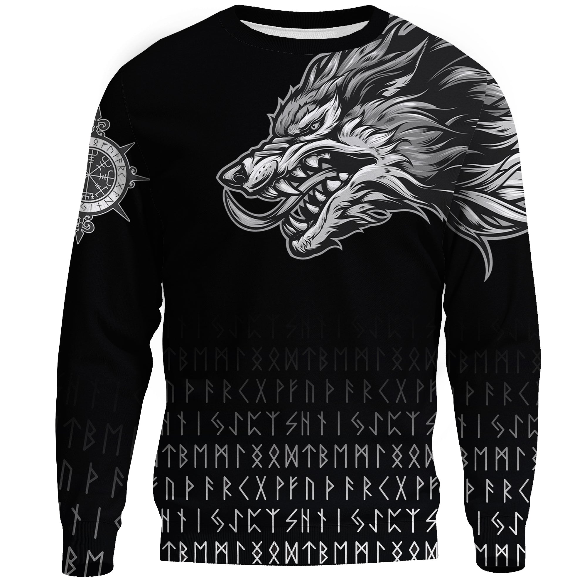 Viking Sweatshirts Fenrir Wolf Near Shoulder RLT12 - Wonder Print Shop