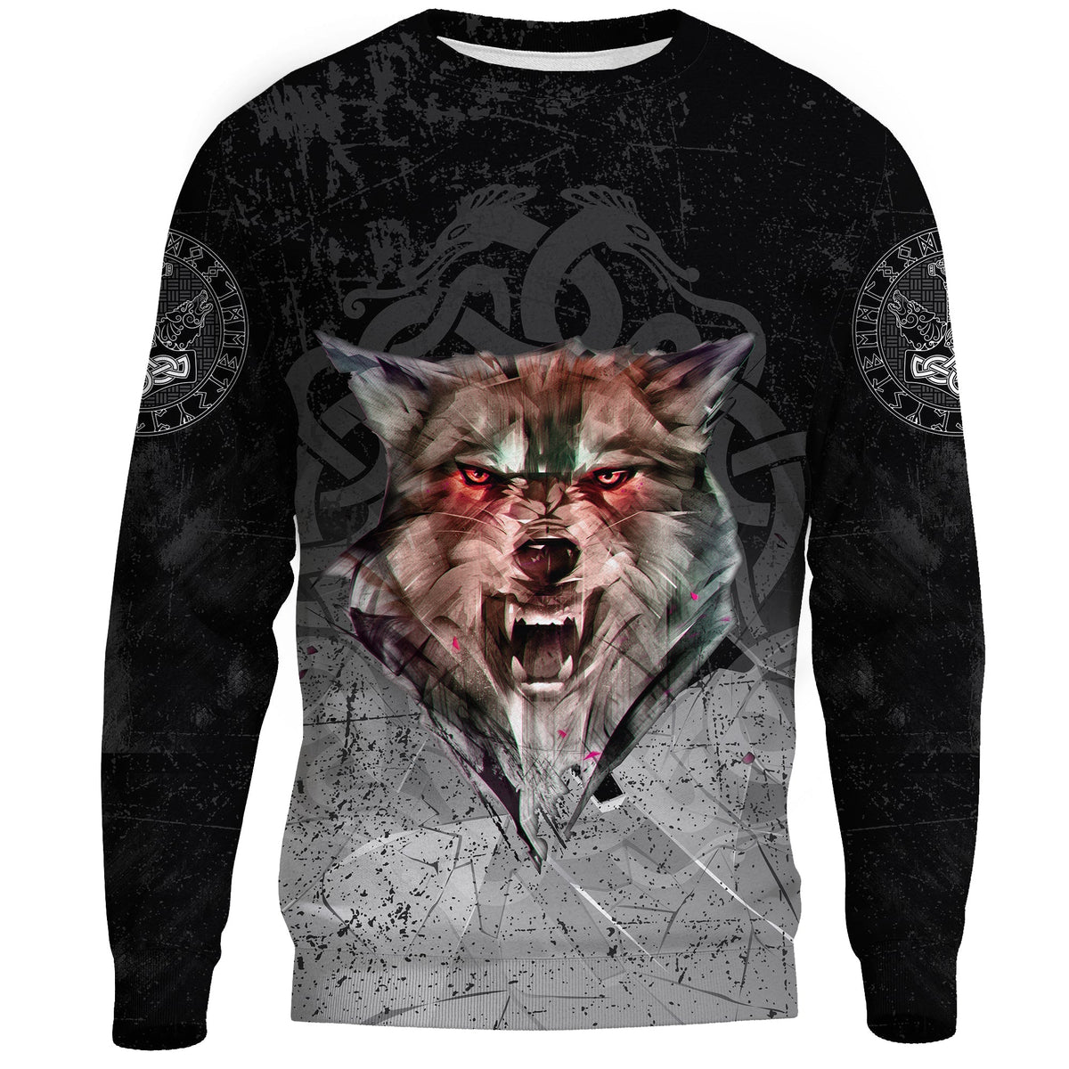 Viking Sweatshirt - Fenrir Norse Wolf RLT12 - Wonder Print Shop