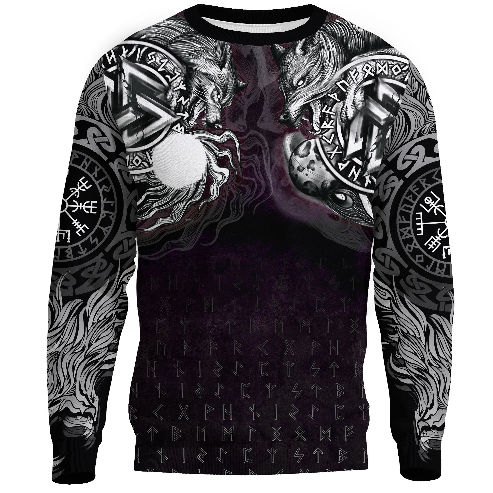 Viking Sweatshirt - Hati and Skoll Valknut RLT12 - Wonder Print Shop