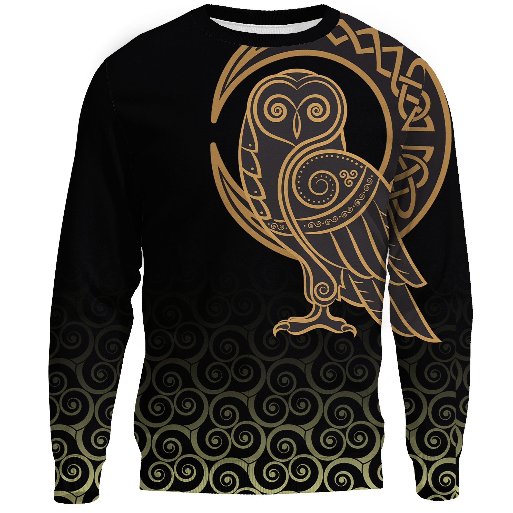 Viking Sweatshirts Owl Celtic On Triskele Background RLT12 - Wonder Print Shop