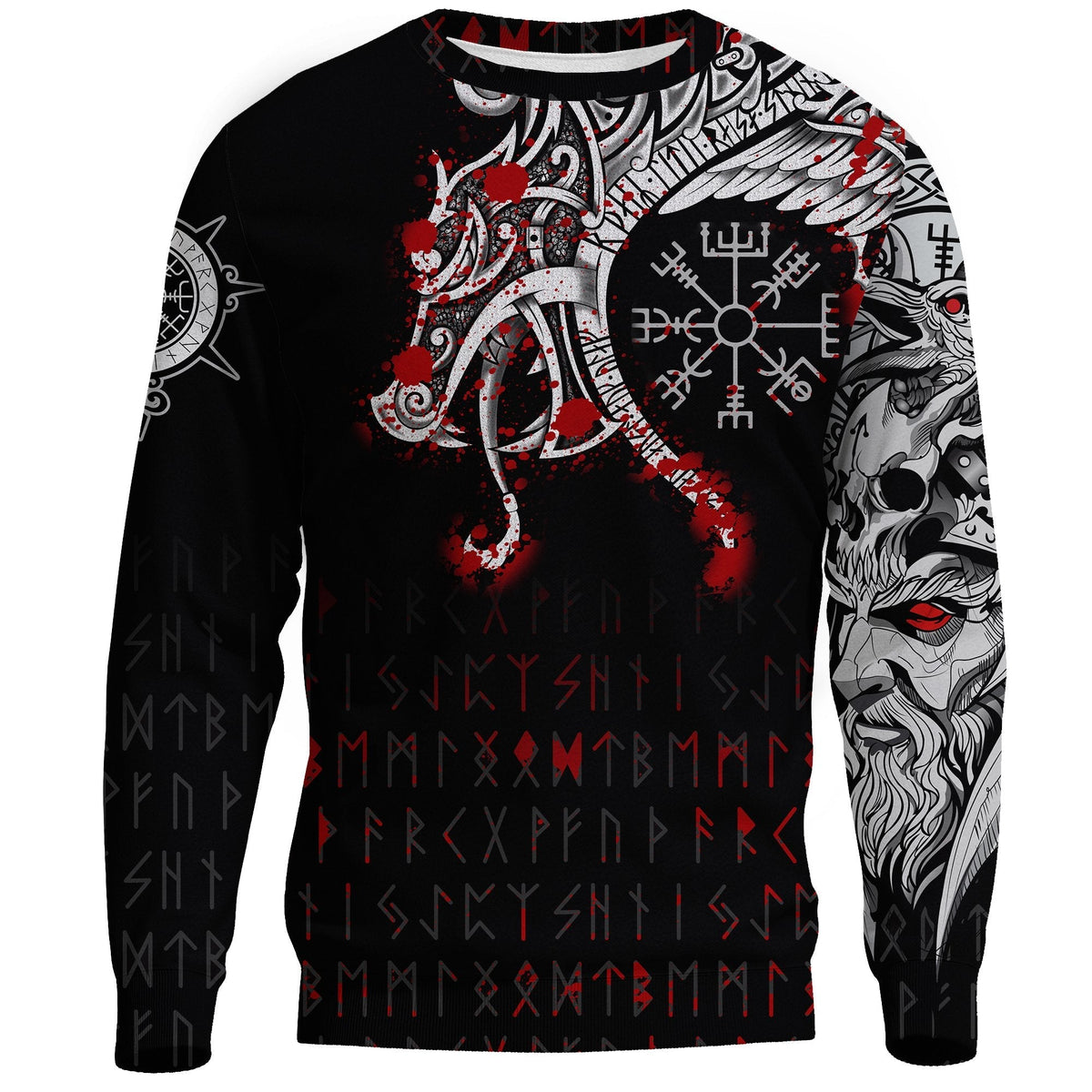 Viking Sweatshirt, Dragon and Vegvisir Blood Tattoo RLT12 - Wonder Print Shop