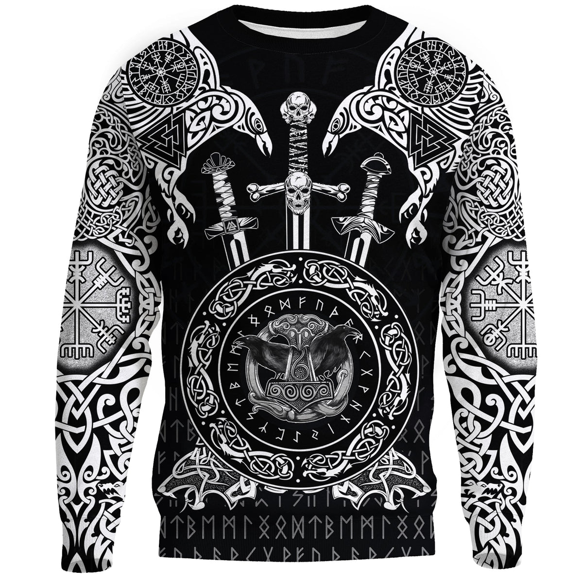 Viking Sweatshirts - Huginn and Muniin With Mjolnir RLT12 - Wonder Print Shop