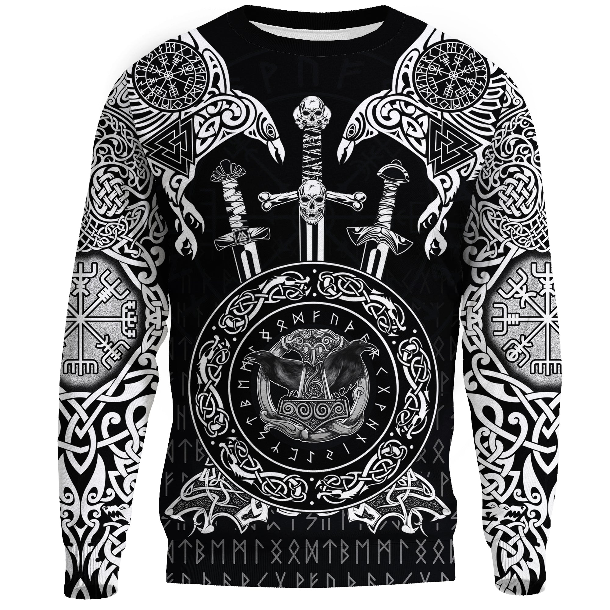Viking Sweatshirts - Huginn and Muniin With Mjolnir RLT12 - Wonder Print Shop
