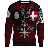 Viking Sweatshirts - Denmark Raven Of Odin and Symbol Viking On Blood Background RLT12 - Wonder Print Shop