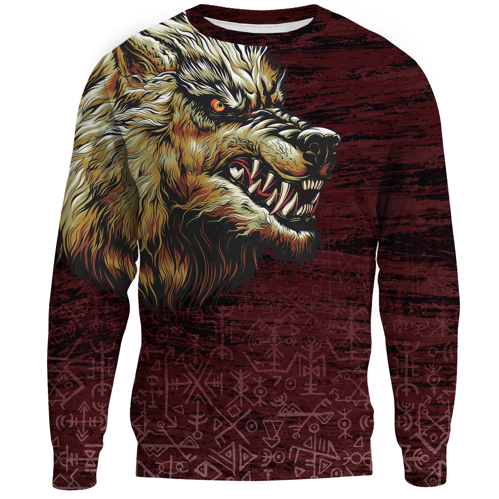 Viking Sweatshirts - Fenrir On The Blood Moon Background RLT12 - Wonder Print Shop