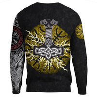 Viking Sweatshirts - Fenrir Fight Mjolnir Of Thor On Helm Of Awe RLT12 - Wonder Print Shop