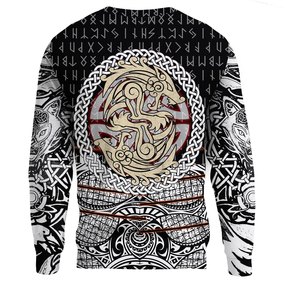 Viking Sweatshirts - Fenrir Vikings Tattoo 3D RLT12 - Wonder Print Shop