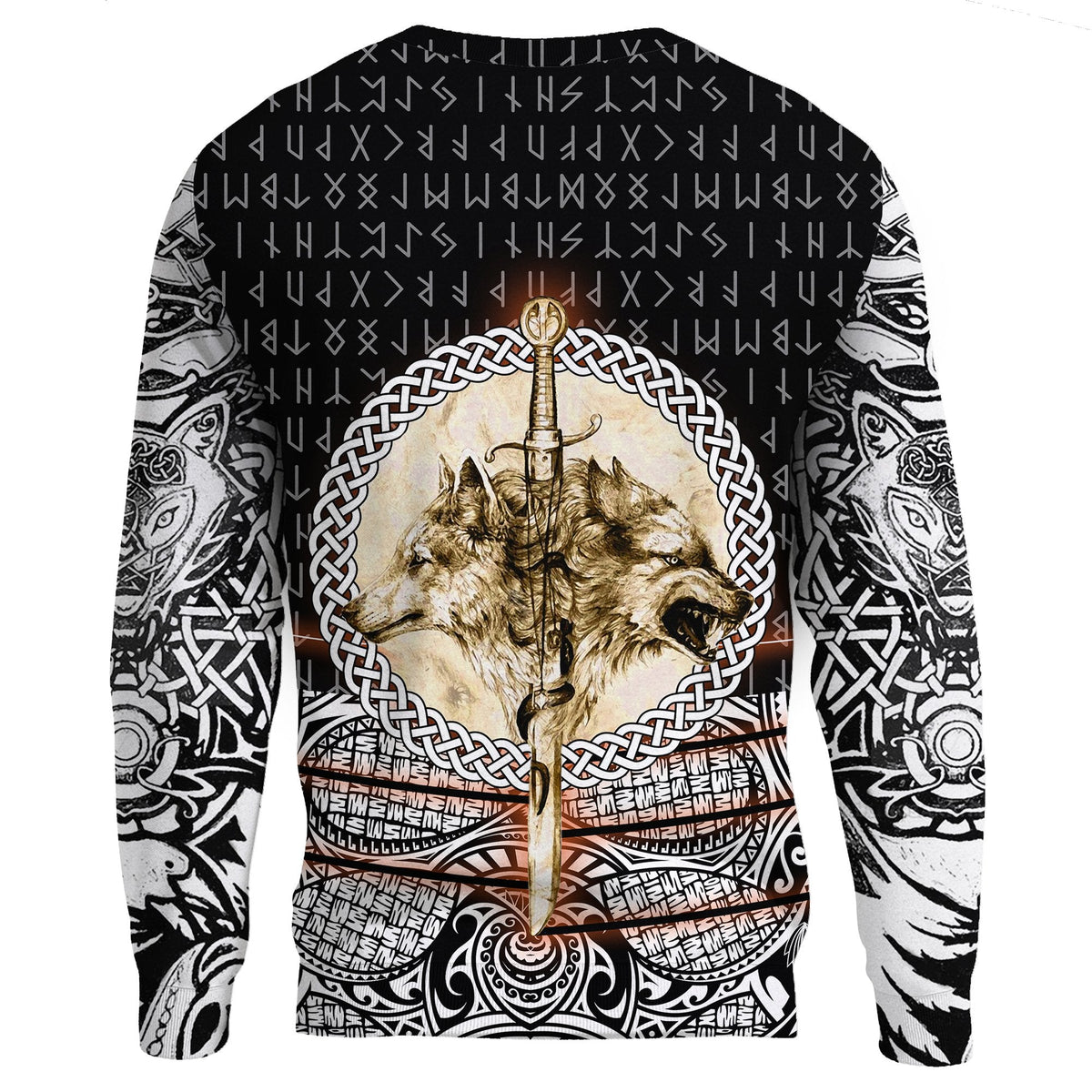 Viking Sweatshirt - Wolf and Vikings Tattoo 3D RLT12 - Wonder Print Shop