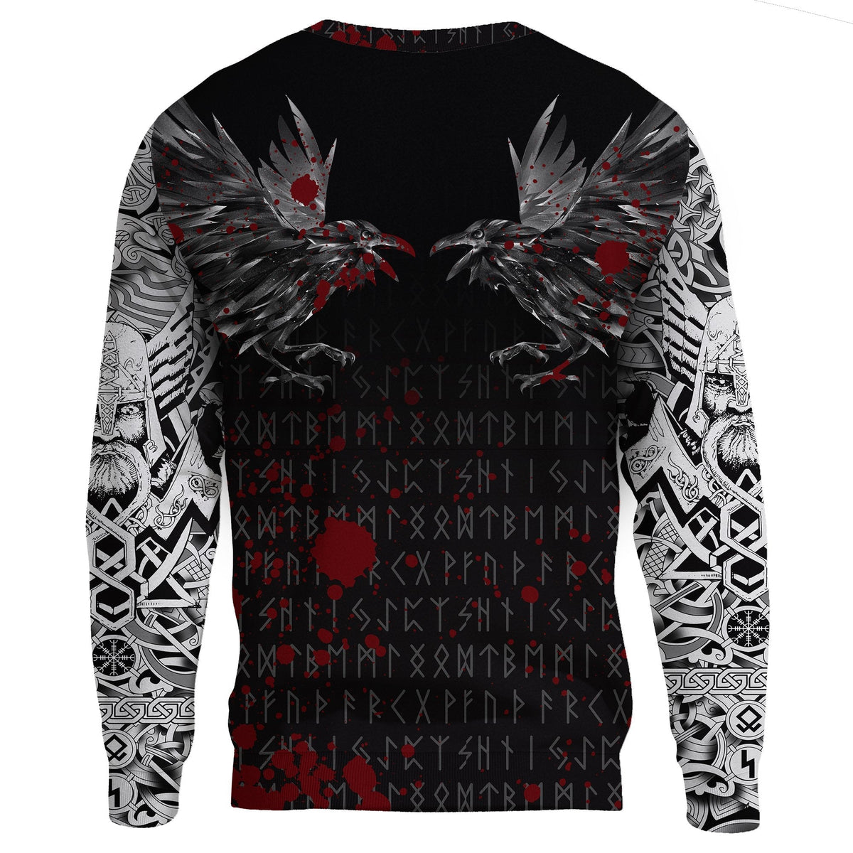 Viking Sweatshirt - Odin Huginn and Muninn Rune Blood RLT12 - Wonder Print Shop