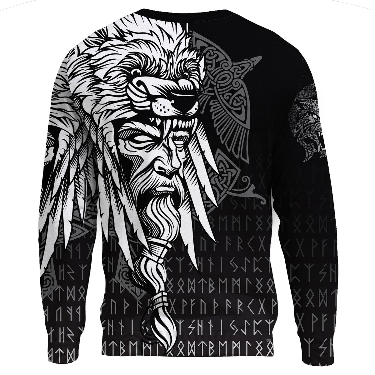 (Custom) Viking Sweatshirts Odin Raven And Fenrir On Hand RLT12 - Wonder Print Shop