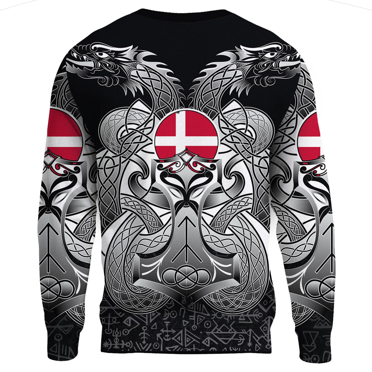 Viking Sweatshirts - Denmark Mjolnir and Double Dragon RLT12 - Wonder Print Shop