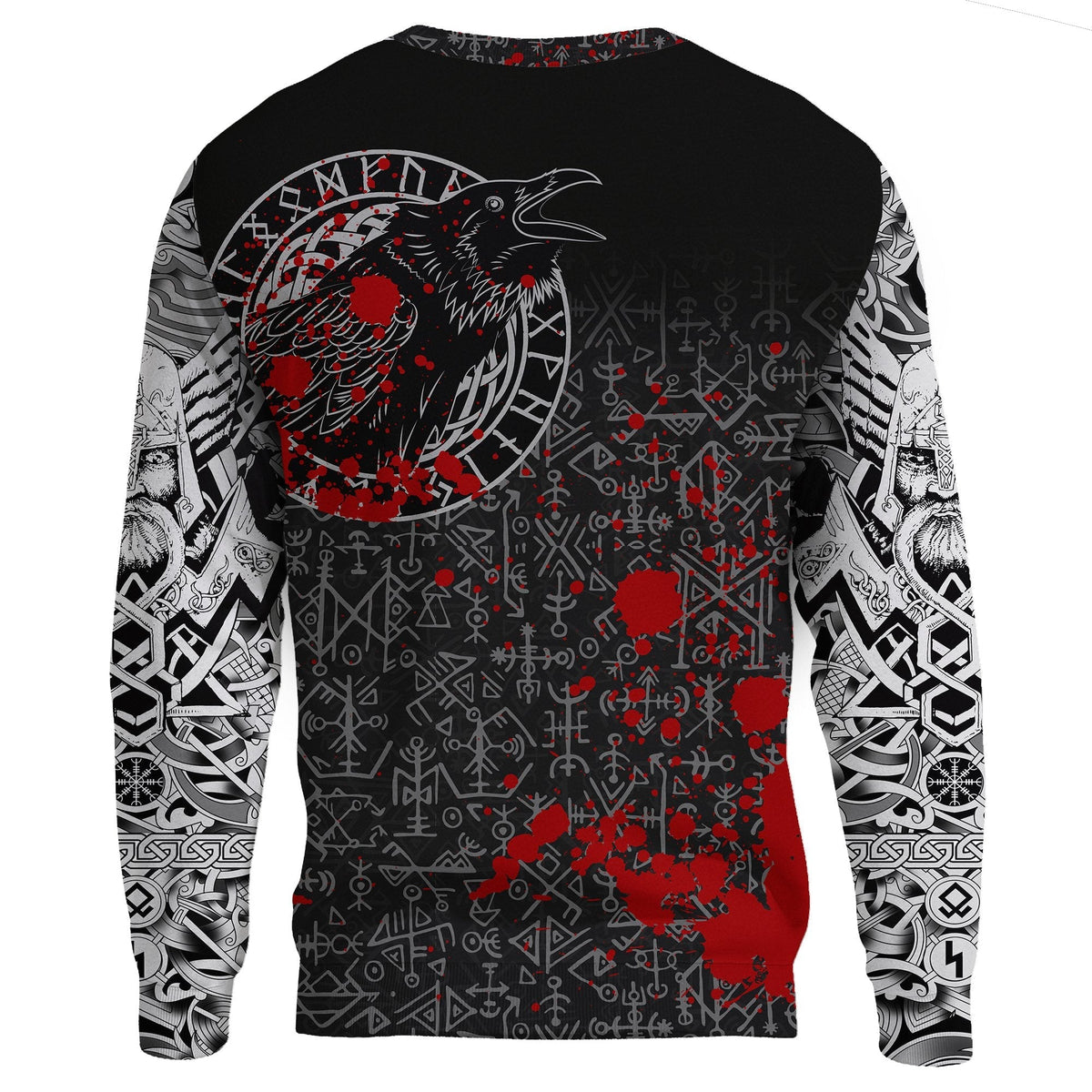 Viking Sweatshirt - Odin Raven Rune Futhark Blood RLT12 - Wonder Print Shop