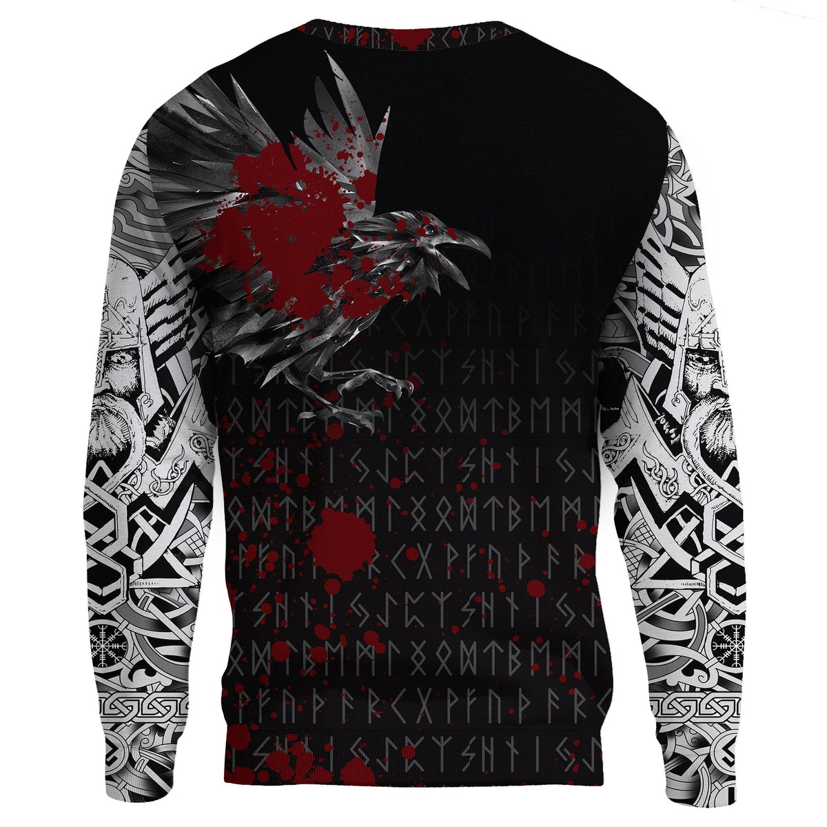 Viking Sweatshirt - The Raven Of Odin Rune Blood RLT12 - Wonder Print Shop