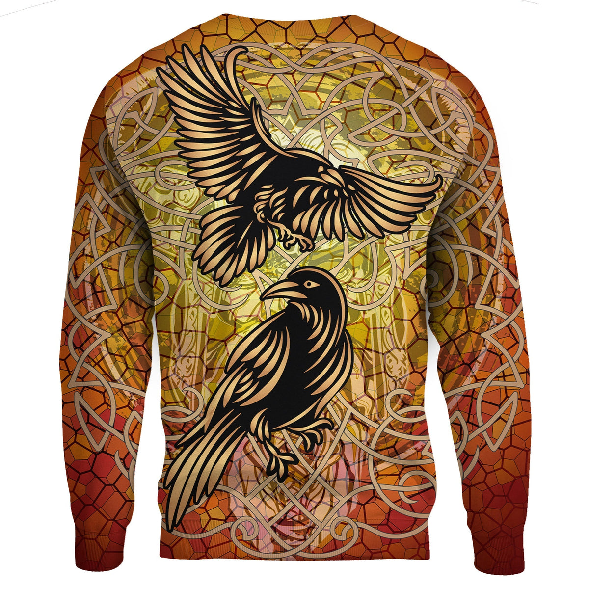 Viking Celtic Symbol Sweatshirts Huginn and Muninn Of Odin On Yggdrasil Gold RLT12 - Wonder Print Shop