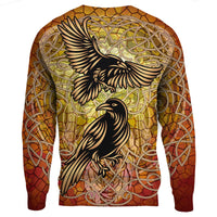 Viking Celtic Symbol Sweatshirts Huginn and Muninn Of Odin On Yggdrasil Gold RLT12 - Wonder Print Shop
