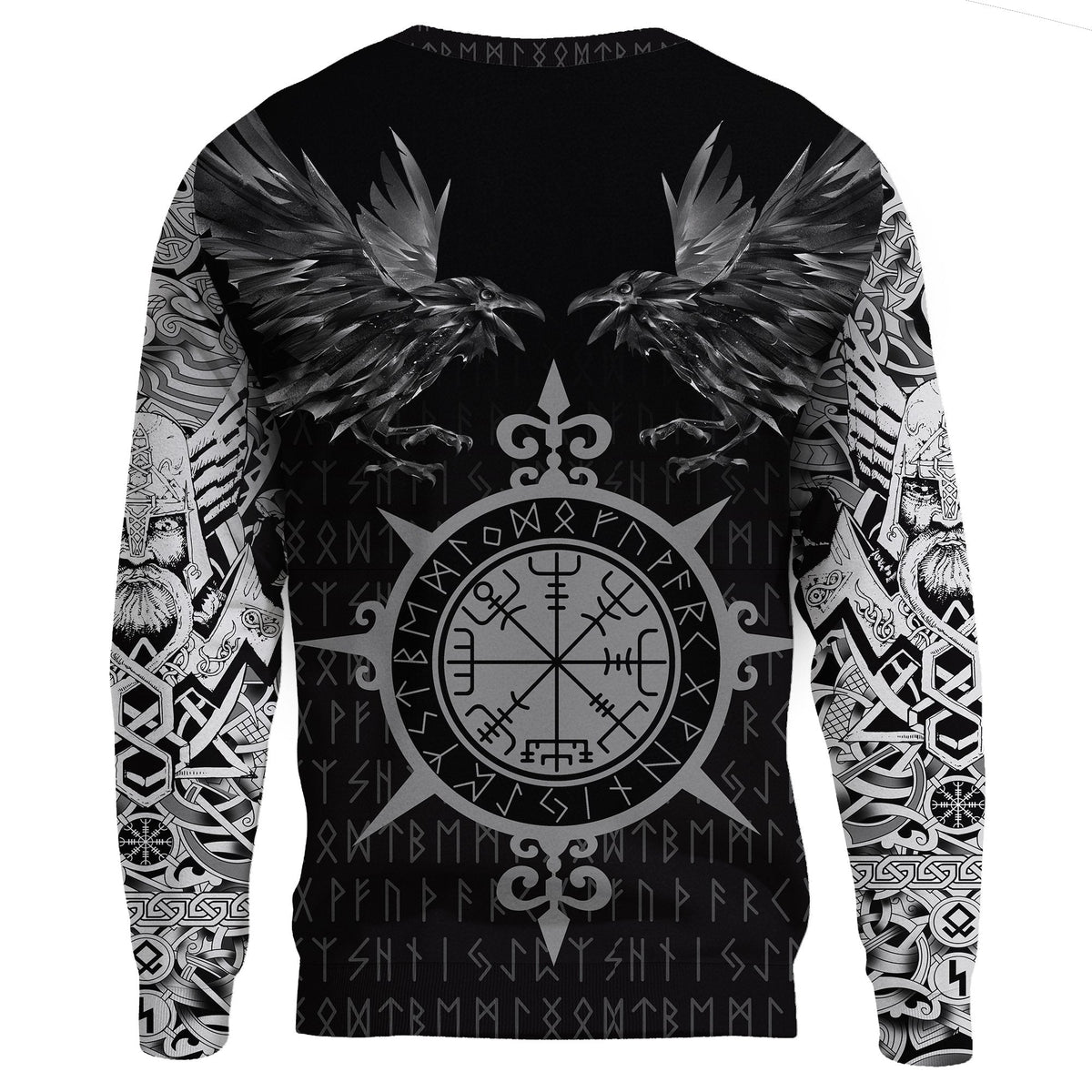 Viking Sweatshirt - Odin Huginn and Muninn Rune RLT12 - Wonder Print Shop