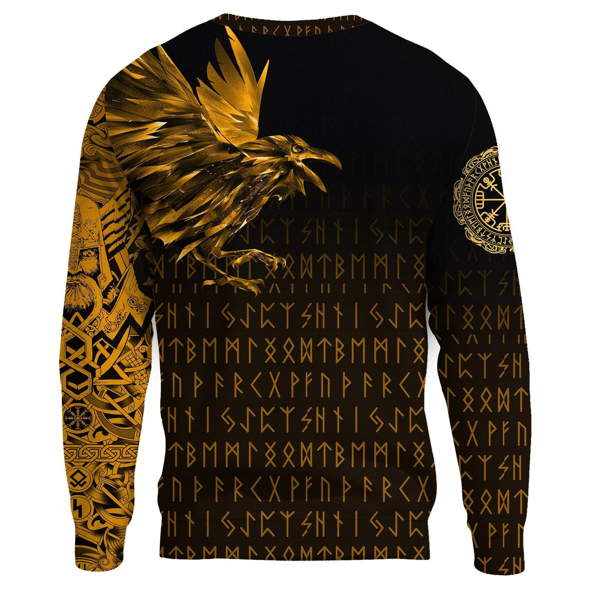 Viking Sweatshirt - The Raven Of Odin Rune, Gold RLT12 - Wonder Print Shop