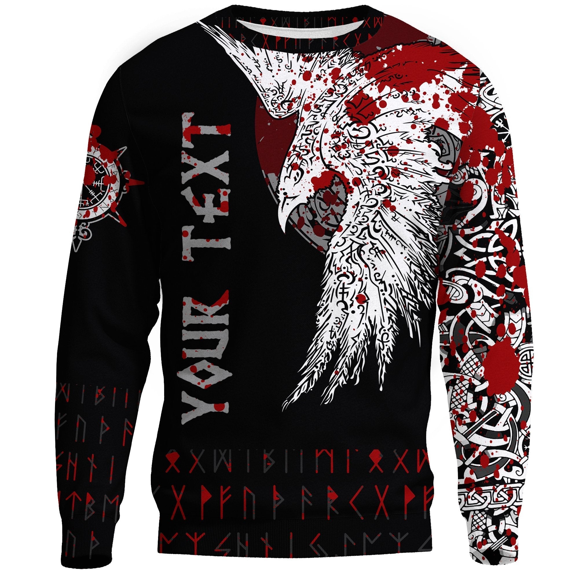 Custom Viking Sweatshirt - Mystical Raven Tattoo Blood RLT12 - Wonder Print Shop