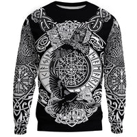 Viking Sweatshirt Raven and Wolf RLT12 - Wonder Print Shop
