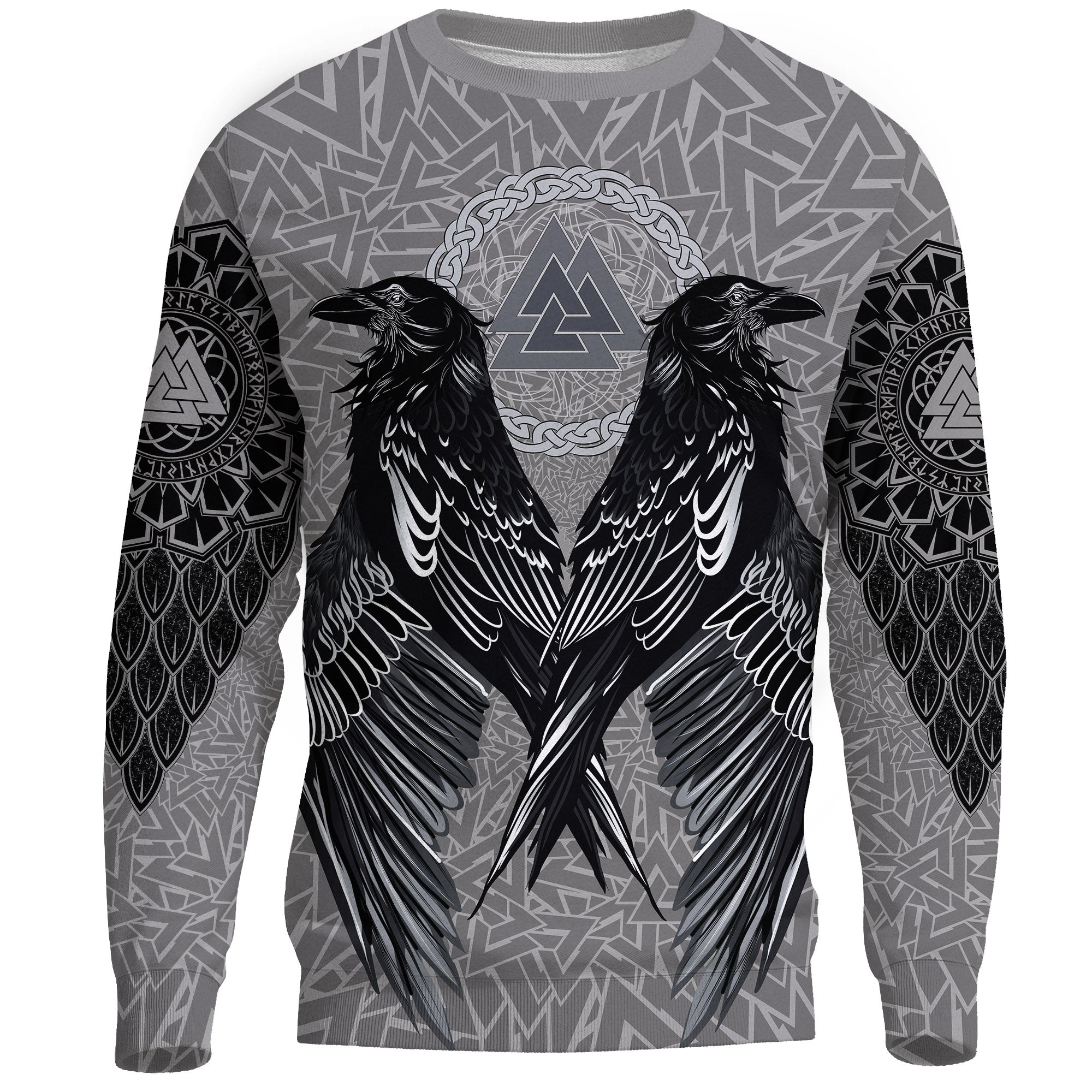 Viking Sweatshirt Raven Valknut RLT12 - Wonder Print Shop